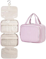 Borsa per bagno per signore Borsa appesa per bagno Borsa cosmetici Grande borsa per bagno Organizzatore cosmetici per signore e ragazze (Dusty Pink Stripes (Medium))