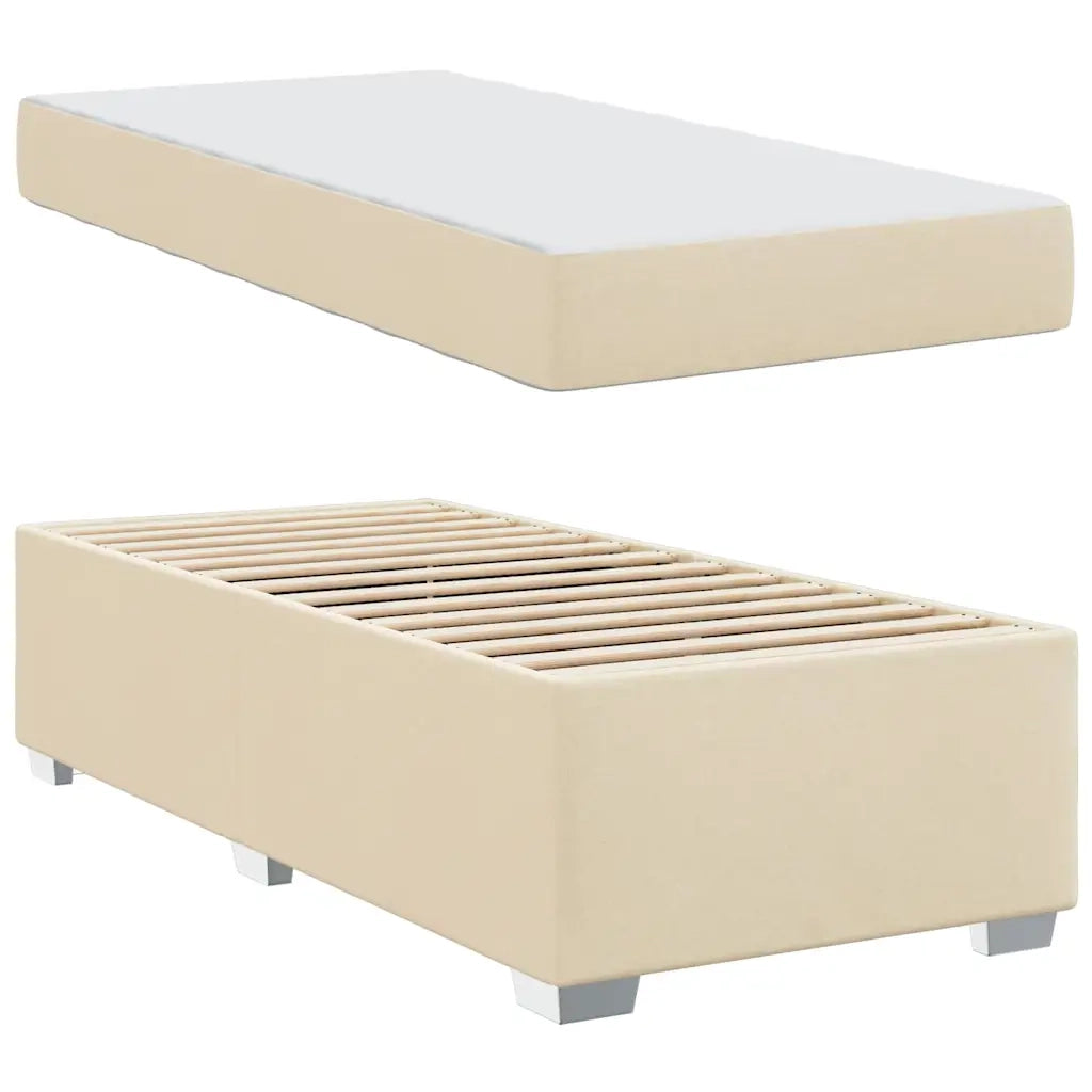 Struttura del letto con materasso Crema 100 x 200 cm Tessuto
