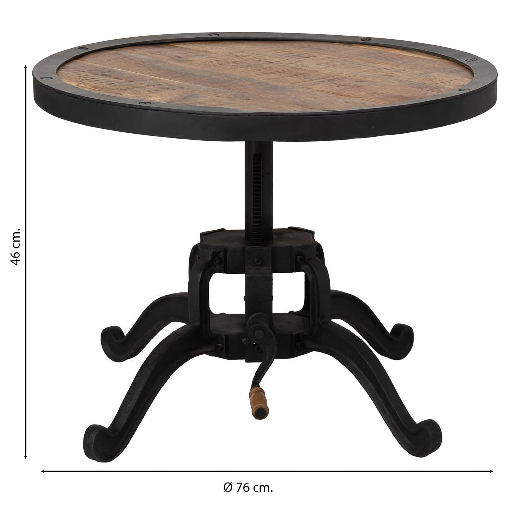 Tavolino regolabile in altezza naturale D76x46