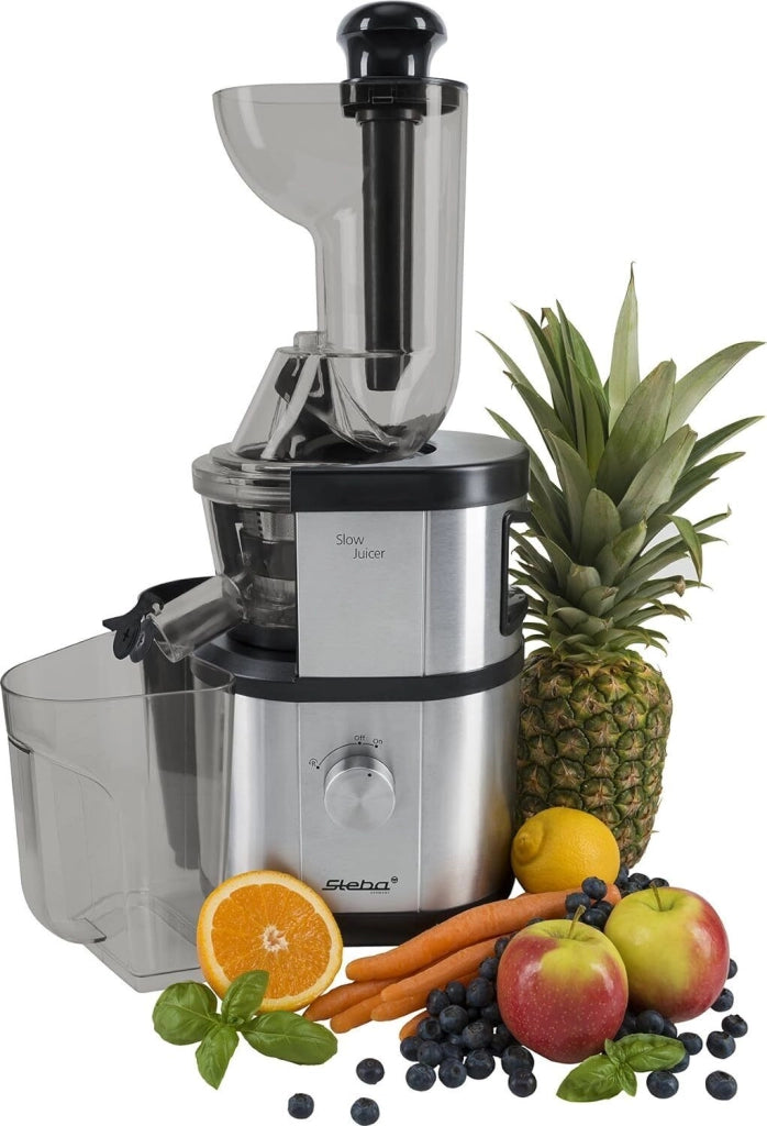 Steba E 400 Estrattore di Succo Slow Juicer Pressa Lenta a Freddo 400W 1L colore Nero Inox