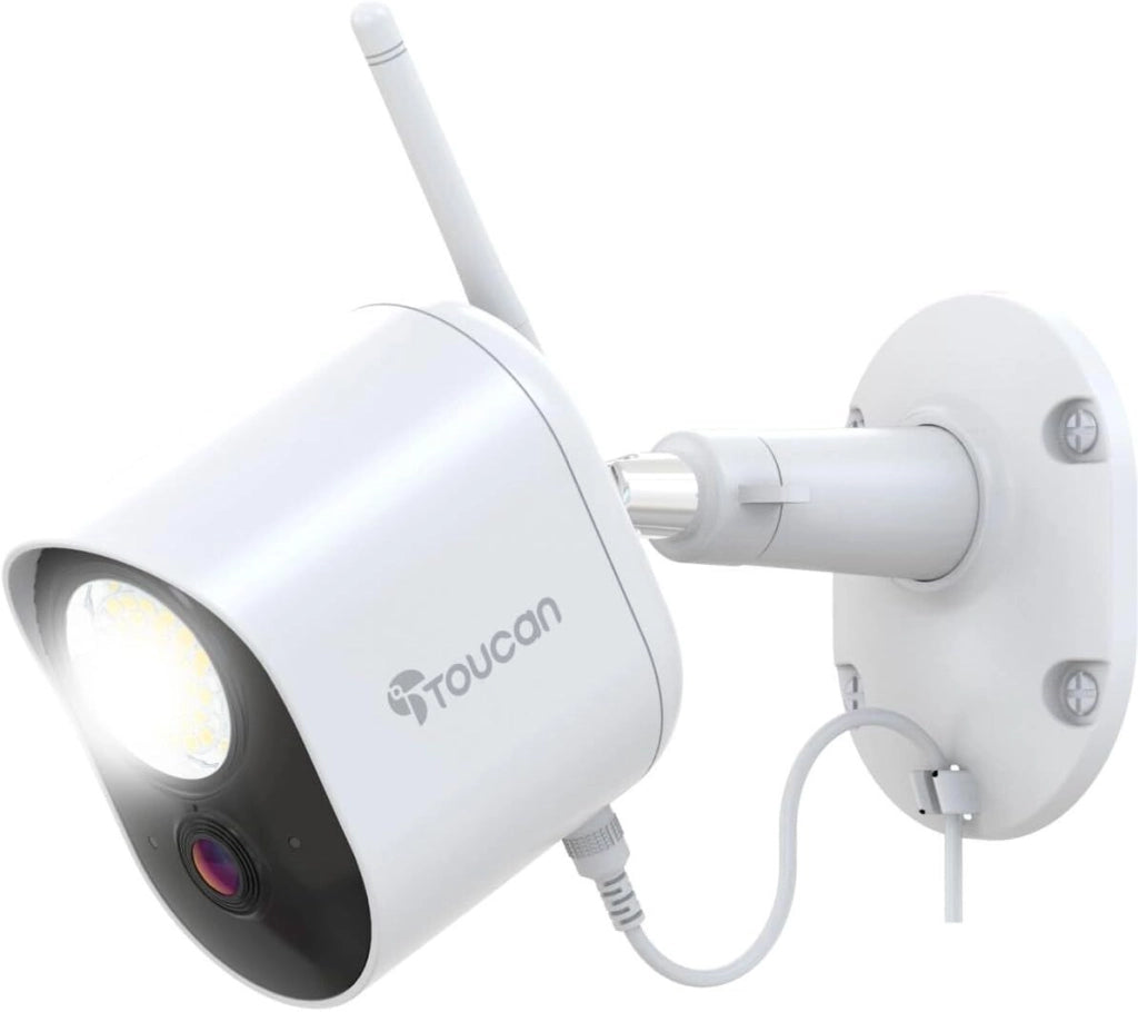 Toucan TSLC10WU-ML Telecamera IP con Faro di Sicurezza Rilevamento Radar 1080p Full HD 1200 lumen 110 dB IP56 Wi-Fi colore Bianco