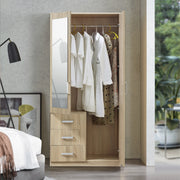 Armadio Guardaroba Bodolz con Cassettiera e Specchio 176 x 80 x 52 cm Effetto Rovere Sonoma [en.casa]