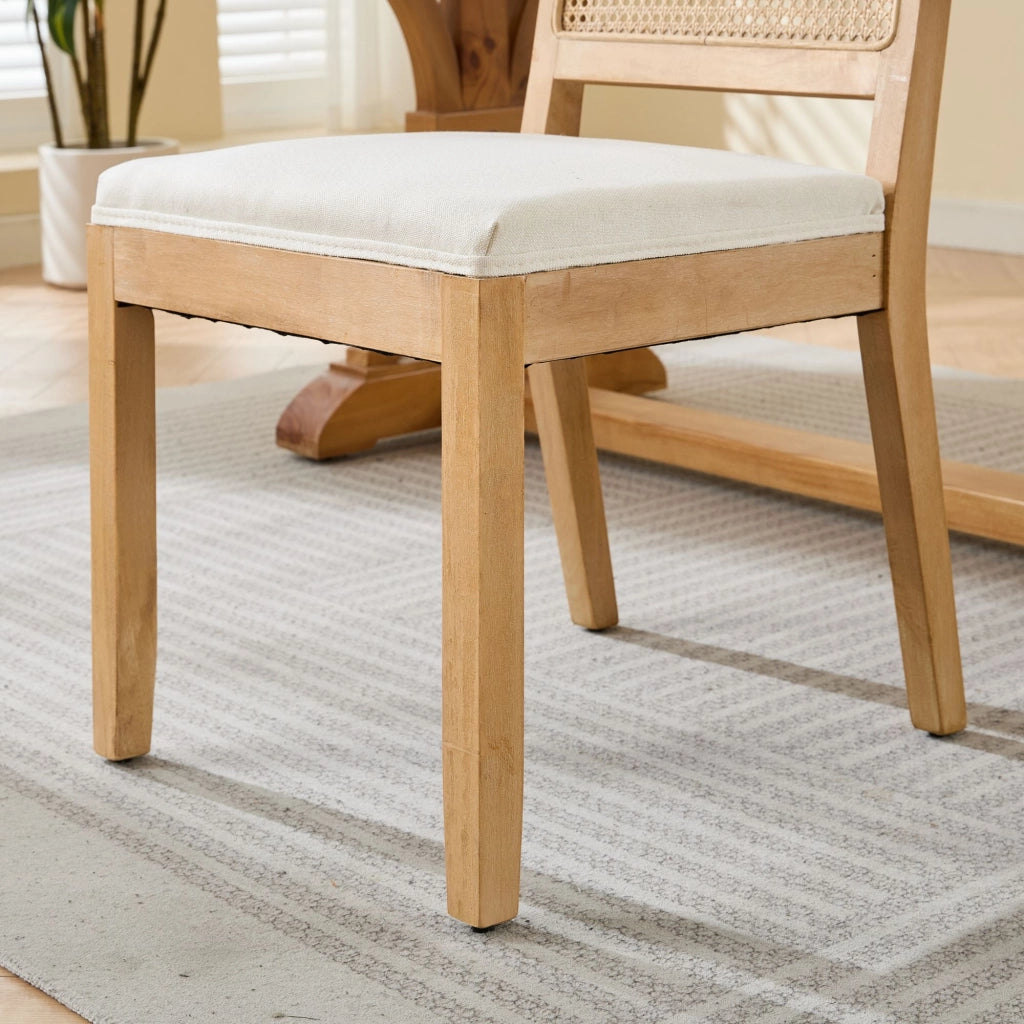 Sedie da Pranzo in Rattan e Legno ¨C Xylo ¨C Set 2 Pezzi, Seduta Imbottita, Beige