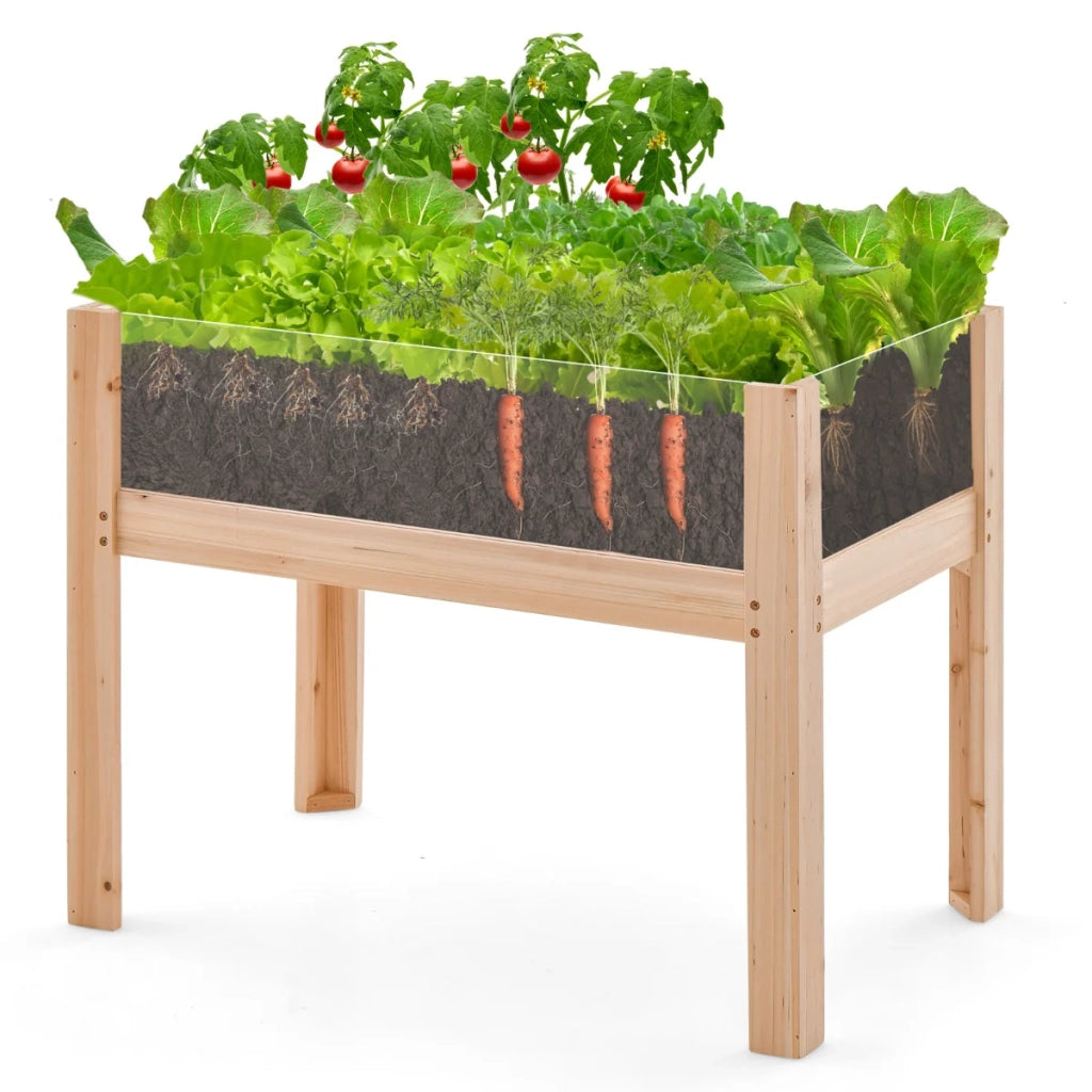 Fioriera rialzata 100 x 59 x 77 cm capacità 130 L design ergonomico moderno legno di abete naturale 20_0020856