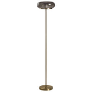 Lampada da terra a LED con paralume ovale in vetro grigio e base in metallo con dimmer, stile retrò