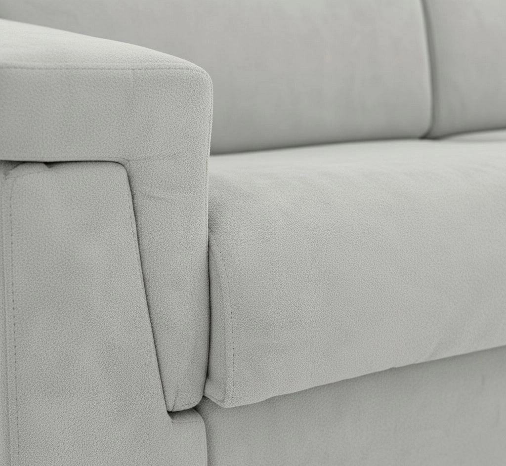 Flaibano, Divano Fisso 2 Posti Sfoderabile Made in Italy, 205x95x100h cm Grigio Chiaro
