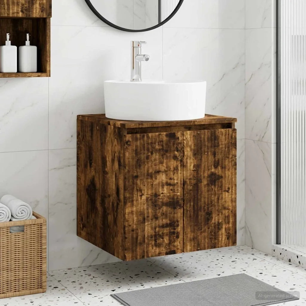 Mobile Lavabo da Parete Rovere Fumo 49,5 x 44,5 x 65 cm 890437