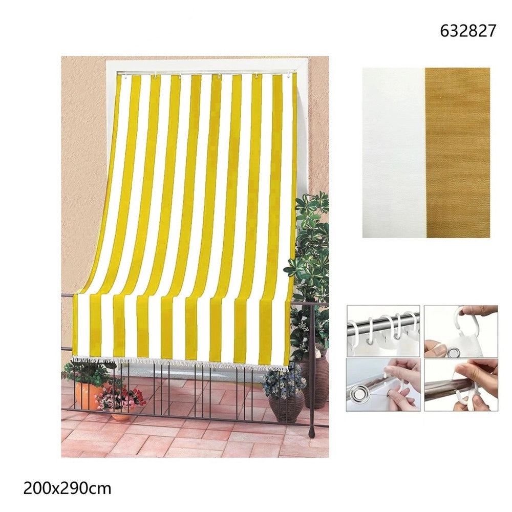 Trade Shop - Tenda Da Sole A Righe Con Anelli Per Porta Esterno Balcone Veranda Giardino 200x290cm -