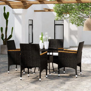 Set da Pranzo per Giardino 5 pz in Polyrattan Nero 3058494