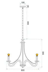 Lampada Da Soffitto Pensile Rustica APP647-5CP Nera