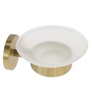 Trade Shop - Porta Sapone In Acciaio Oro Con Piattino Vetro Satinato Accessorio Da Bagno 87927 -