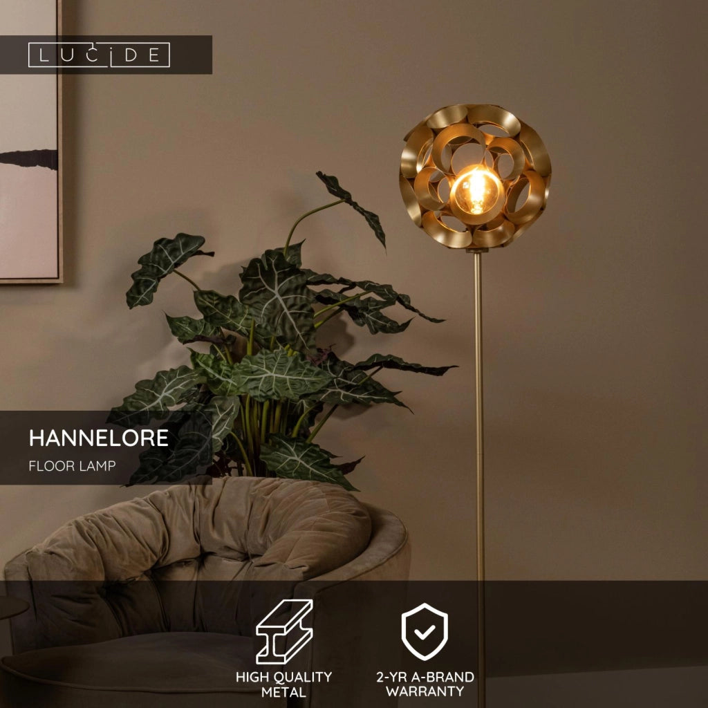 Lampada da terra art déco oro 1xE27 HANNELORE Lucide