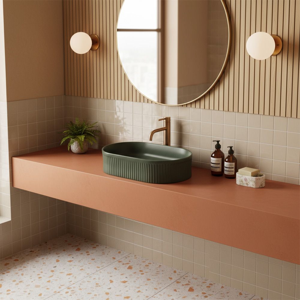 Lavabo Da Appoggio Rea Vanda Olive Matt