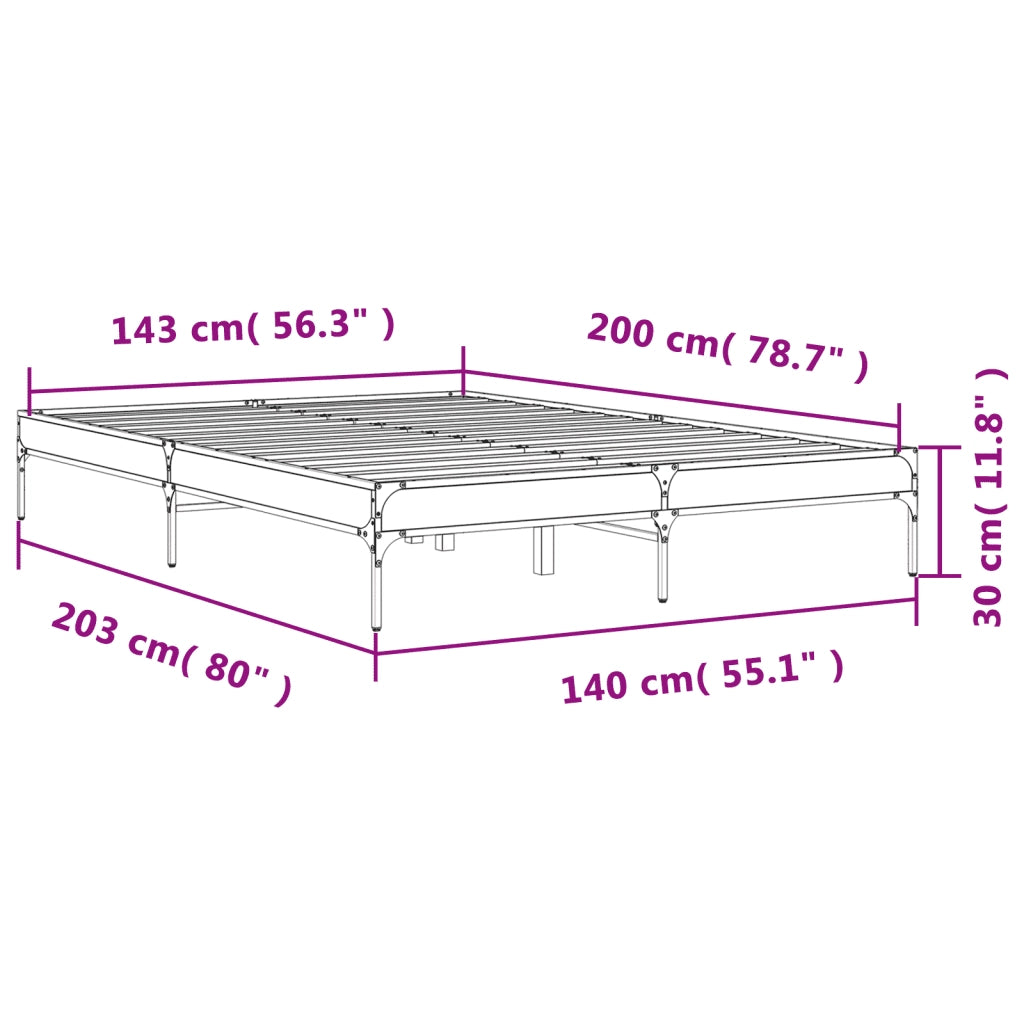 Giroletto-Struttura Letto Nero 140x200 cm in Legno Multistrato e Metallo 160001