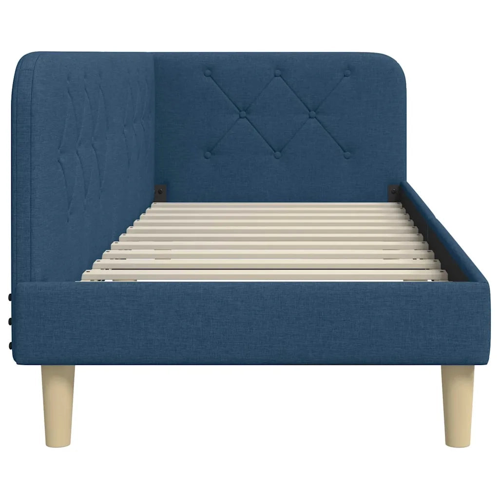 Letto singolo | Letto per adulti | Cornice del letto ad angolo Blu 80 x 200 cm Tessuto