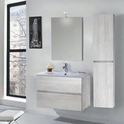 Mobile da Bagno Sospeso 80cm Colonna P32cm Mazzoni Maiorca Light Bianco Frassinato