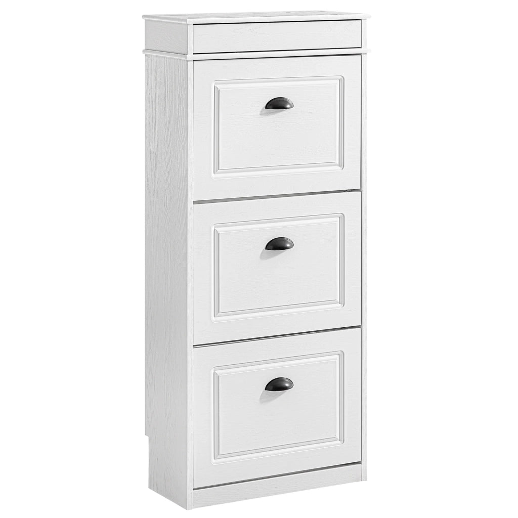 SoBuy FSR94-WG Scarpiera Salvaspazio Slim Mobiletto da Ingresso con 3 Ante a Ribalta Armadio Portascarpe Scarpiera Moderna per Ingresso, Corridoio o Camera 53x24x118cm Effetto Legno Invecchiato Bianco