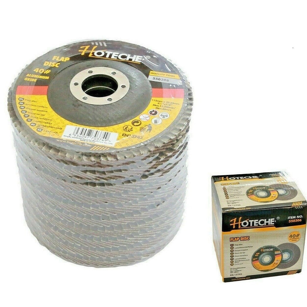Trade Shop - Set 10 Disco Abrasivo Lamellare Diametro 115x22.23mm Grana 40 Per Smerigliatrice -