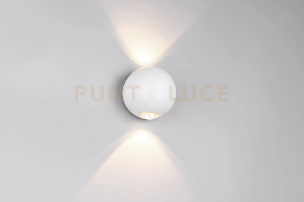 AVISIO APPLIQUE DA ESTERNO LED 4W 500lm, 3000K SFERA BI-EMISSIONE BIANCA IP54 D.10,5CM