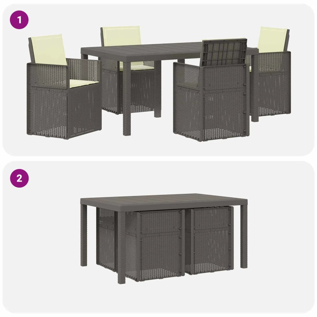 Set da Pranzo per Giardino 5 pcs Grigio chiaro e panna PP 3430067