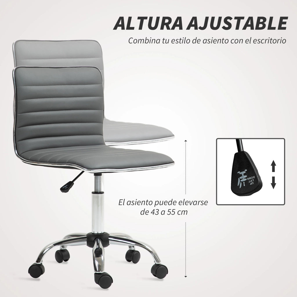Sedia da ufficio girevole senza braccioli ¨C zephmum ¨C Grigio scuro imbottita PU