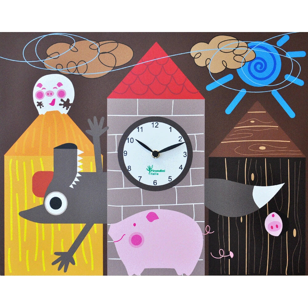 Orologio da Parete Rettangolare 44X35Cm Pirondini Italia i Tre Porcellini