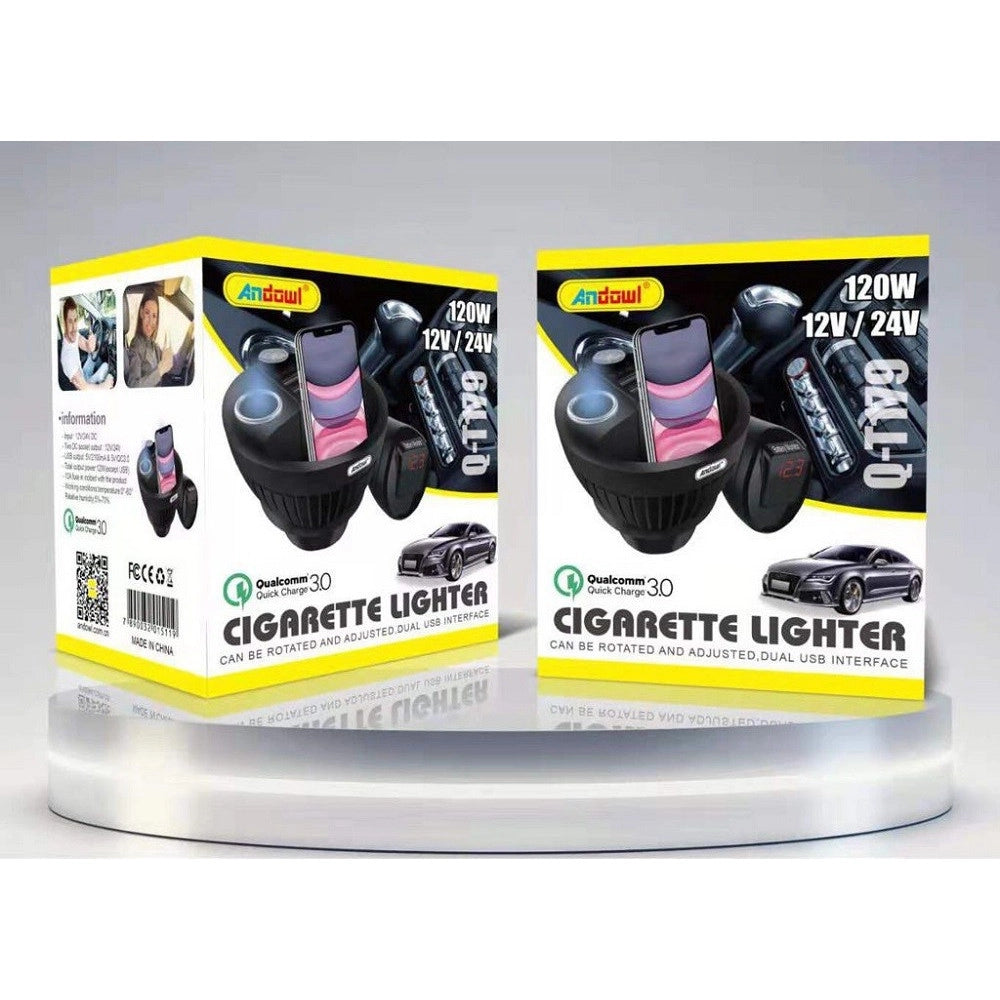 Trade Shop - Caricabatterie Per Auto 120w 12/24v Ricarica Rapida Accendisigari 2xusb Q-t179 -
