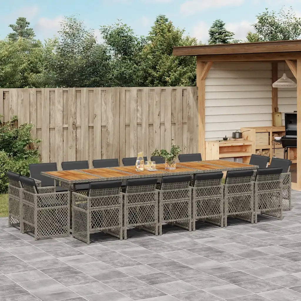 vidaXL Set da Pranzo da Giardino 17pz con Cuscini Grigio in Polyrattan