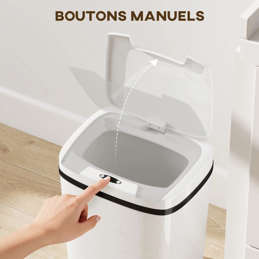 Pattumiera Automatica da Cucina 15L ¨C Xylo ¨C Sensore Movimento Senza Contatto, 27,6x21,4x33,5cm, Bianco