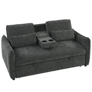 Divano Letto 2 Posti 166x90x84 cm con Schienale Regolabile in 3 Posizioni con 2 Cuscini in Ciniglia Grigio Scuro