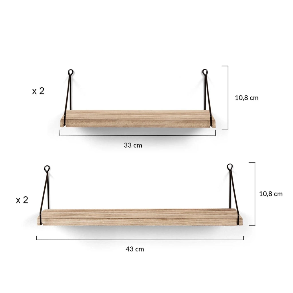 IDMarket - Set di 4 mensole da parete dal design industriale LILY