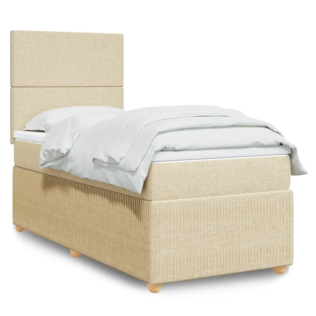 Giroletto a Molle con Materasso Crema 90x190 cm in Tessuto 3294209