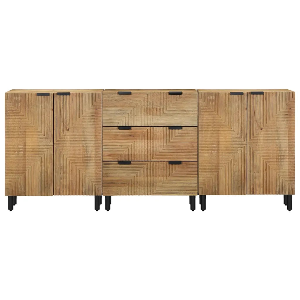 Credenze 3 pz Marrone 60x33x75 cm in Legno Massello di Mango 3310005