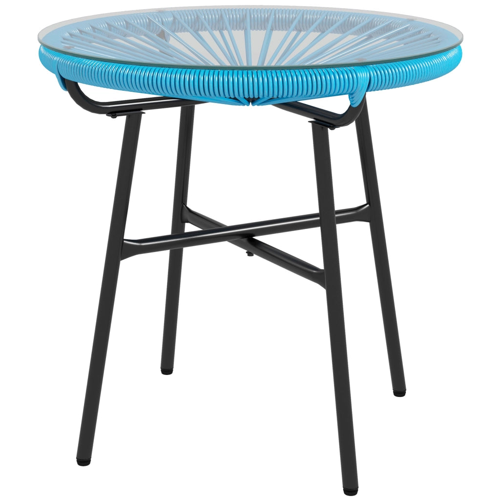 Tavolino rotondo da giardino ¨C Xylo ¨C Rattan metallo vetro temperato ?50x50H cm
