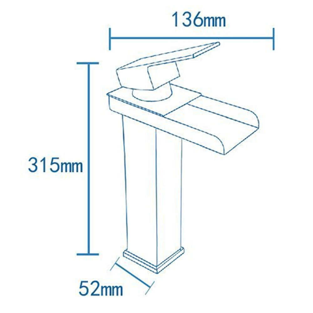 Trade Shop - Rubinetto Bagno Design Moderno A Cascata Miscelatore Monocomando Alto Cromato -