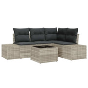 Set Divano da Giardino 5 pz | Set Salotto da Giardino Grigio chiaro polyrattan