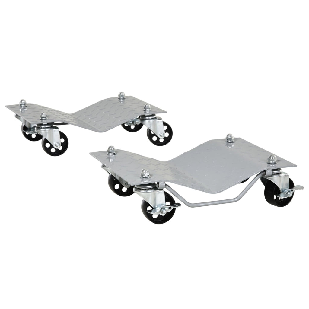Carrello di sollevamento, 2 pezzi, ausilio per il cambio gomme, cric per auto con 4 ruote, grigio, 40,5x30x13,5 cm, per auto e officina