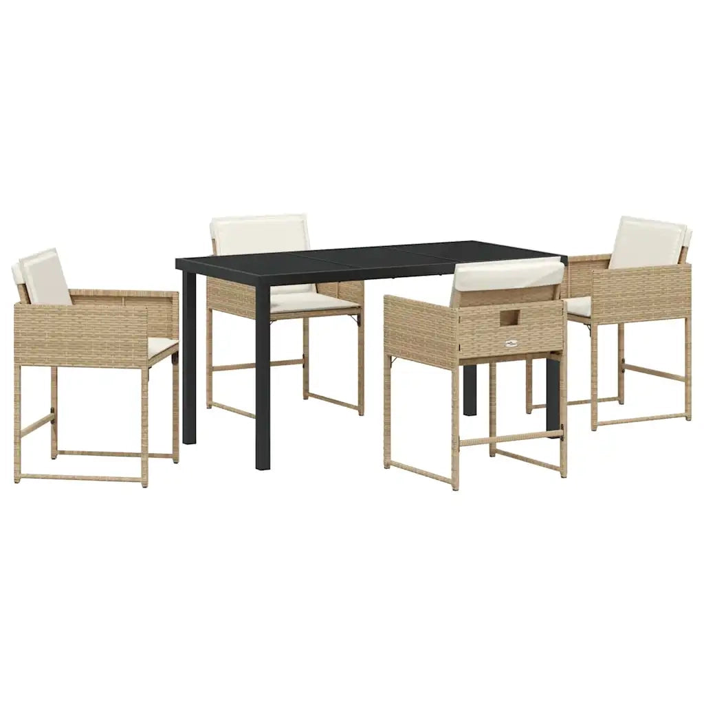 Set da Pranzo per Giardino 5 pcs Beige polyrattan 3380730