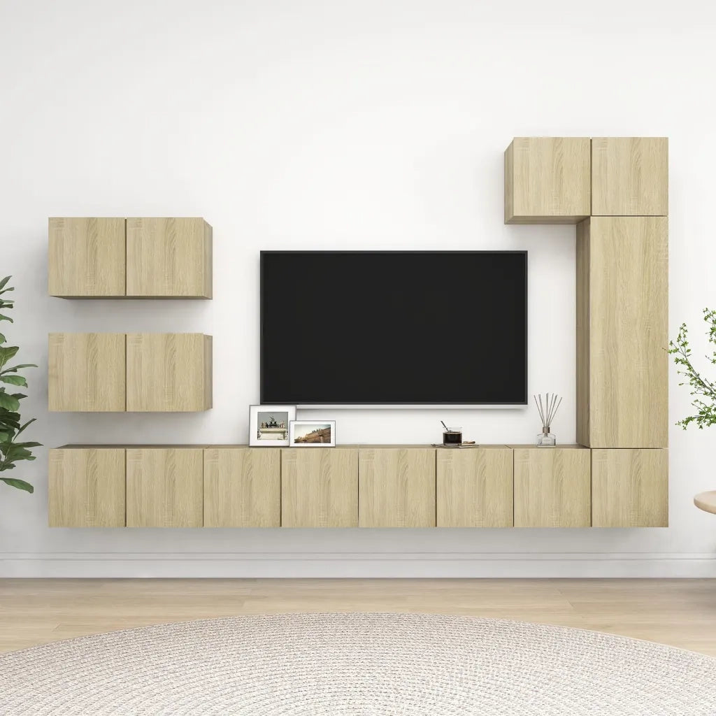 Set di Mobili Porta TV 8 pz-Set di 8 Credenza per TV Rovere Sonoma in Legno Multistrato 186645