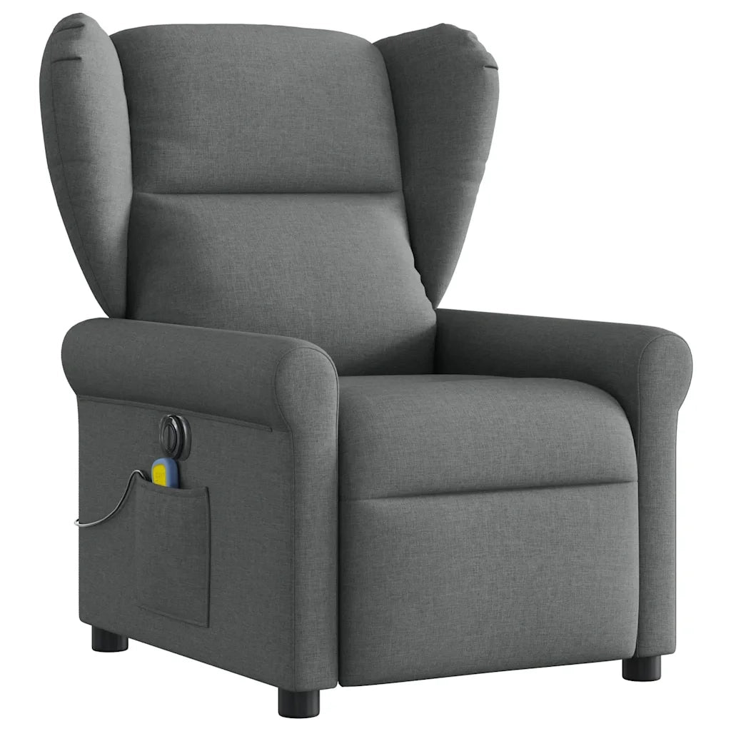 Divano Sedia-Poltrona Reclinabile Massaggio Elettrica Grigio Scuro Tessuto 863984