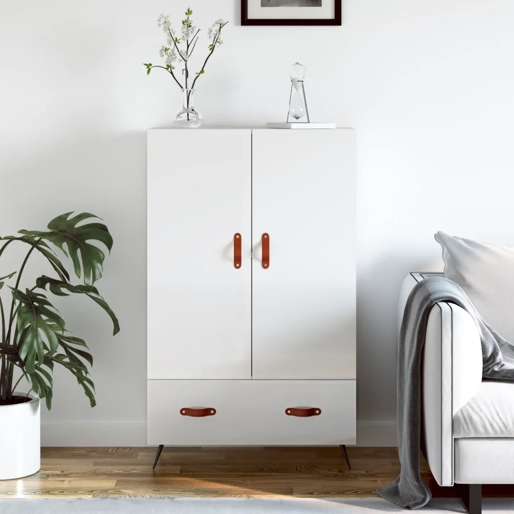Credenza-Buffet-Armadio da cucina Bianco Lucido 69,5x31x115 cm in Legno Multistrato 275833