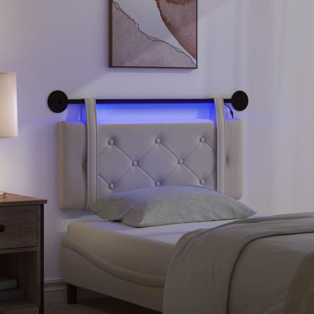 Testiera sospesa Con luce LED Crema Similpelle