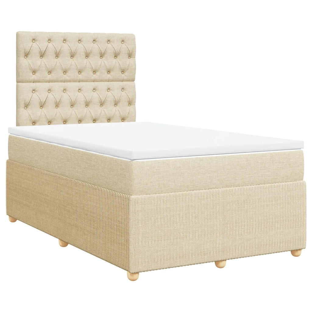 vidaXL Giroletto a Molle con Materasso Crema 120x190 cm in Tessuto