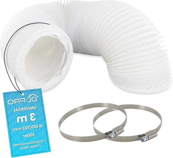 Sfiatatoio per climatizzatore 3 m - Slanga flessibile in PVC per climatizzatore 100 mm - Sfiatatoio per asciugatrice con viti