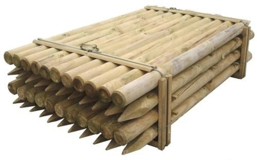 1pz pali tondi in legno con punta per recinzione impregnati ø 6x200 cm cod:ferx.reti.4.1.stock.s