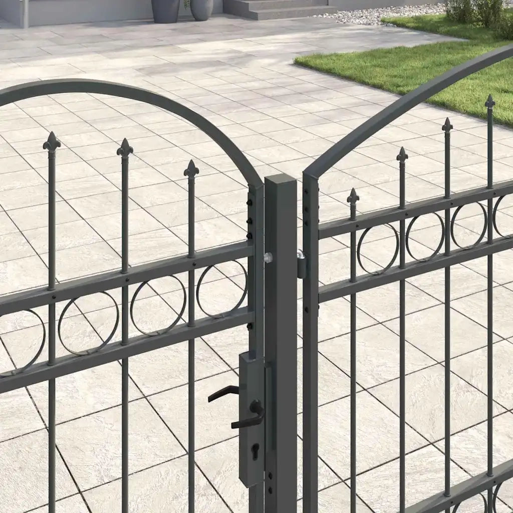 Cancello da Giardino con Parte Superiore Arcuata Assen Grigio