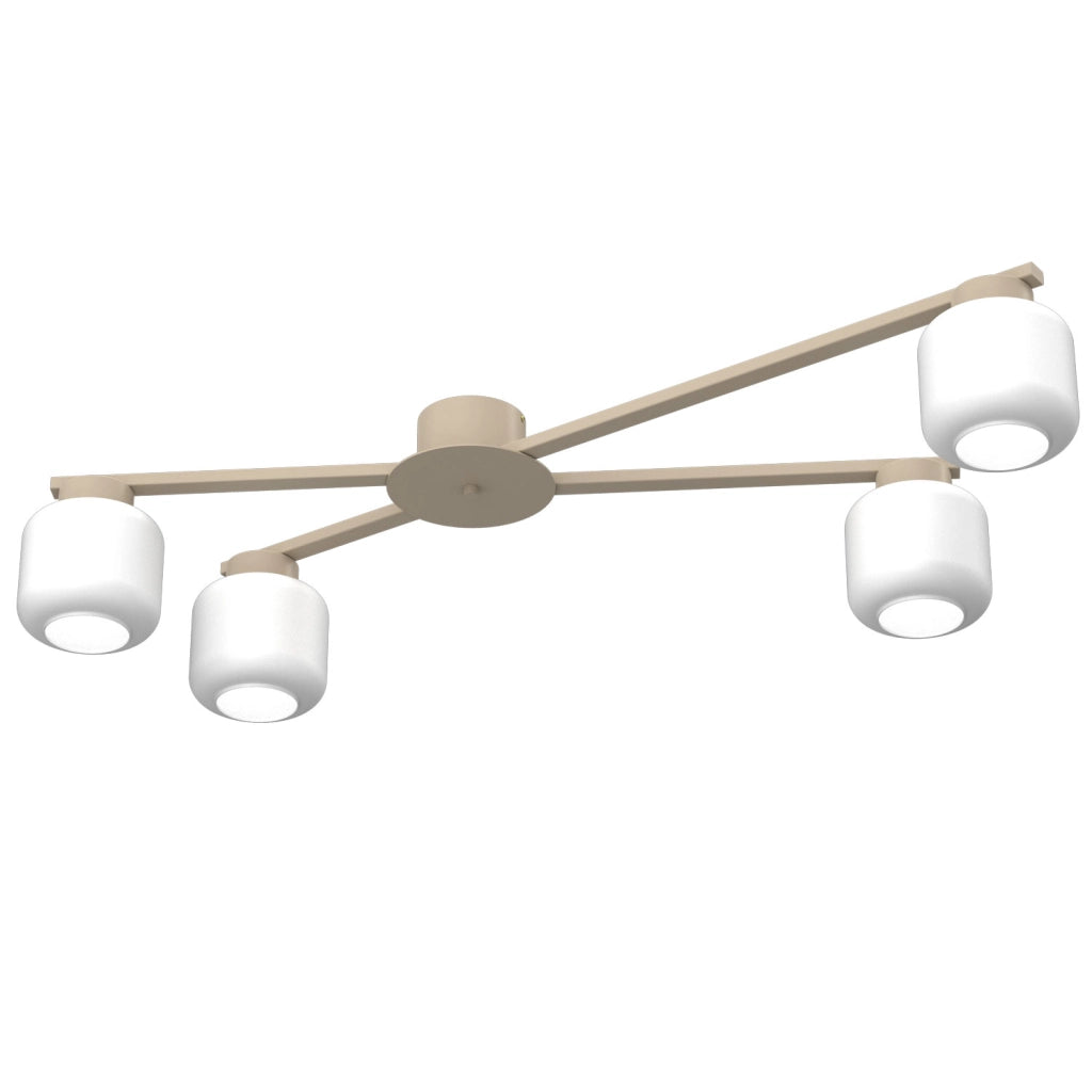 Plafoniera Muvo 4 luci beige vetro bianco Luminex
