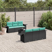 Set Divani da Giardino 7 pz con Cuscini Nero in Polyrattan 3219906