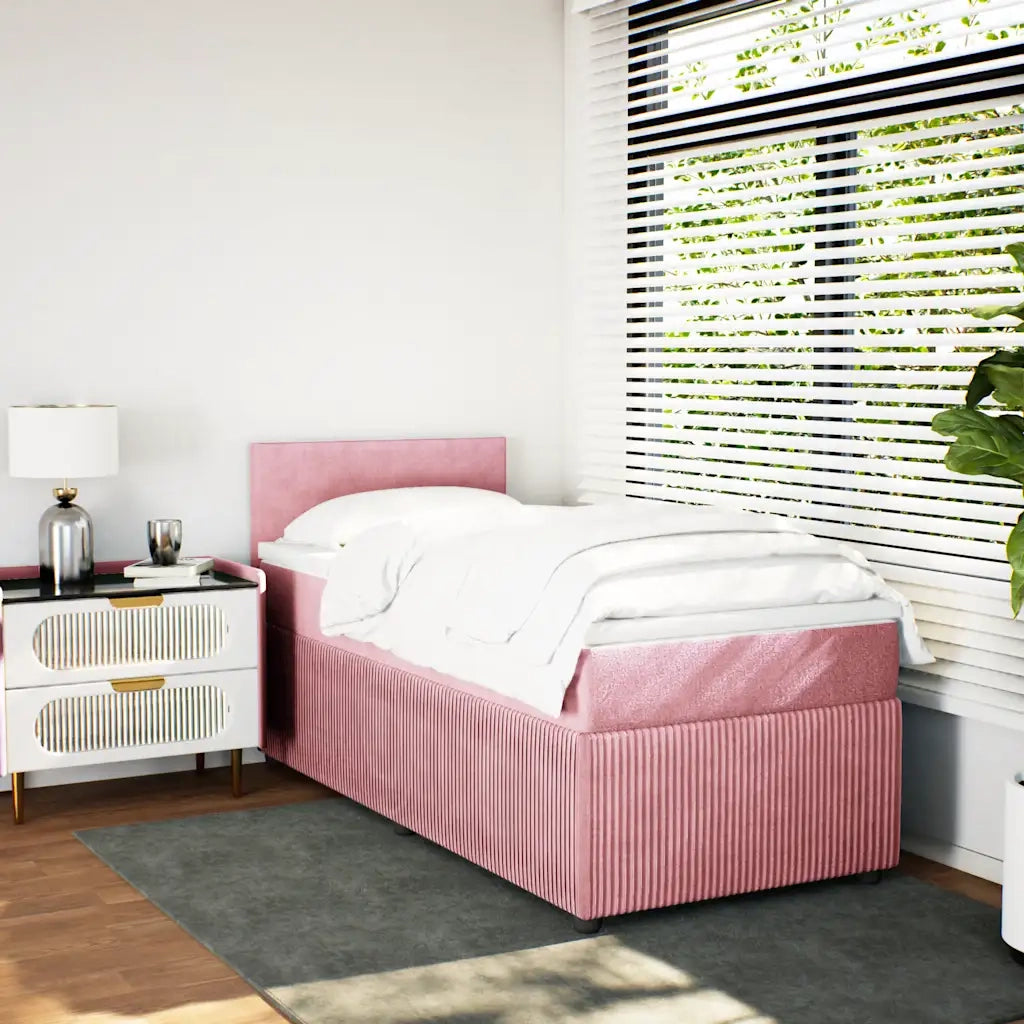 Giroletto a Molle con Materasso Rosa 80x200 cm in Velluto 3287589