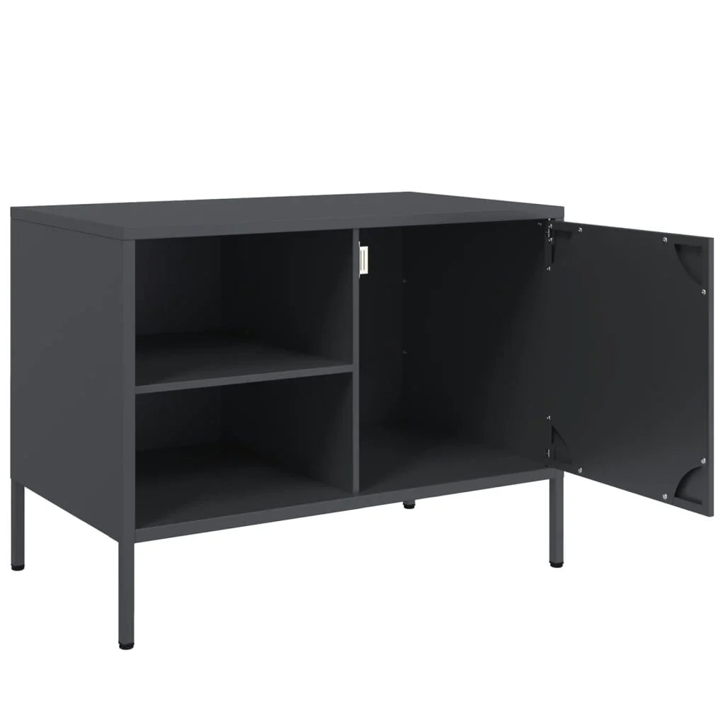 Mobile TV multimediale scaffale TV credenza mobile TV sala da pranzo soggiorno camera da letto 2 pezzi antracite 68 x 39 x 50,5 cm acciaio antracite 02_0028571
